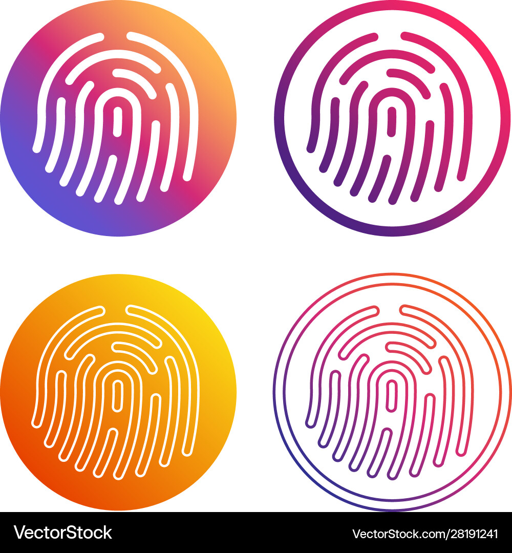 Fingerprint icon sign shape button set gradient Fingerprint icon sign shape button set gradient vector image