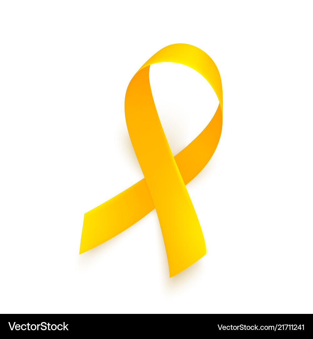 Gold Ribbon Childhood Cancer Awareness Vector Image