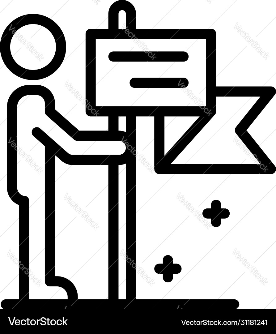 Man with map flag icon outline style Man with map flag icon outline style Vector Image