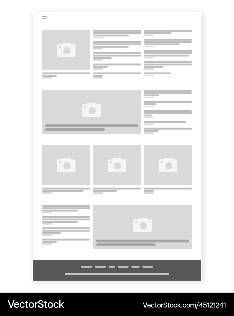 News site wireframe webpage prototype News site wireframe webpage prototype vector image