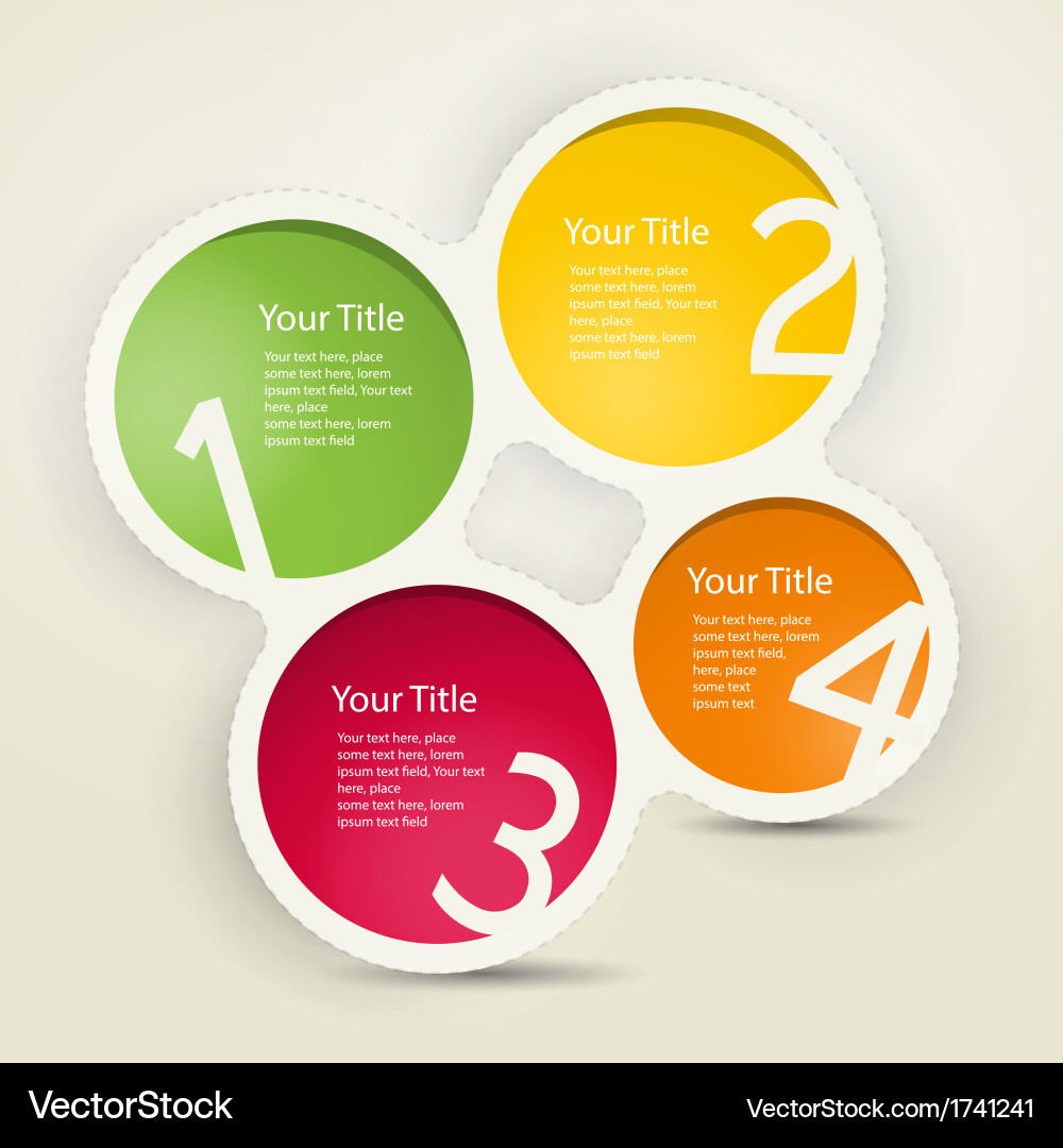 One two three four colorful paper progress steps f vector image
