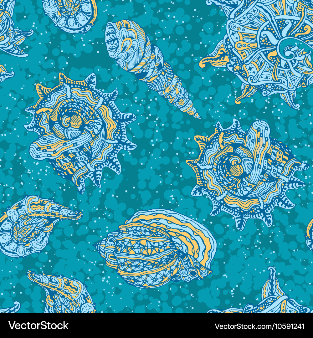 Seamless pattern with abstract shells Vector Image