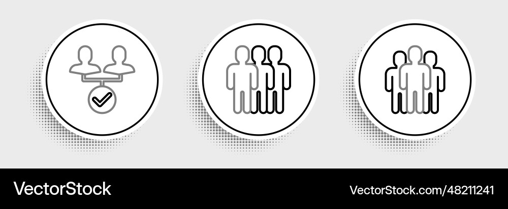 Set line users group project team base and icon Set line users group project team base and icon vector image
