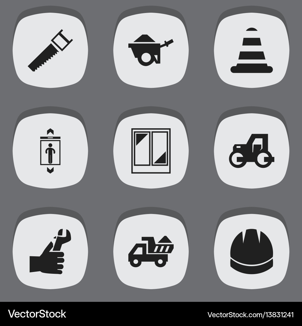 Set of 9 editable building icons includes symbols Set of 9 editable building icons includes symbols vector image