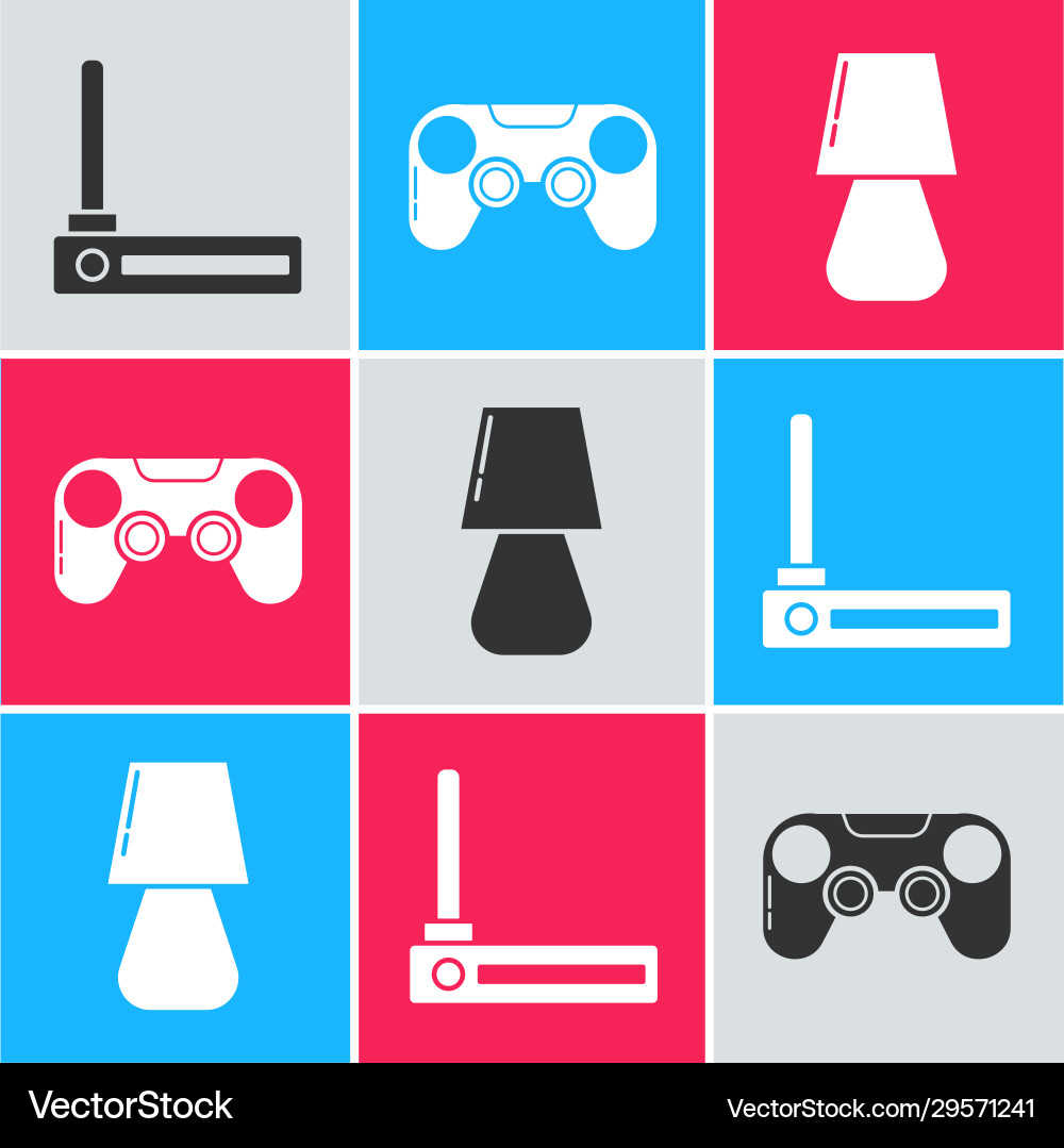 Set router and wi-fi signal gamepad table Set router and wi-fi signal gamepad table vector image