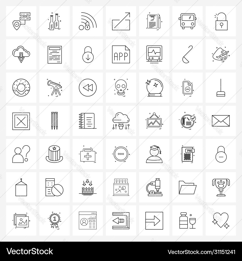 Simple set 49 line icons such as paper graph vector image