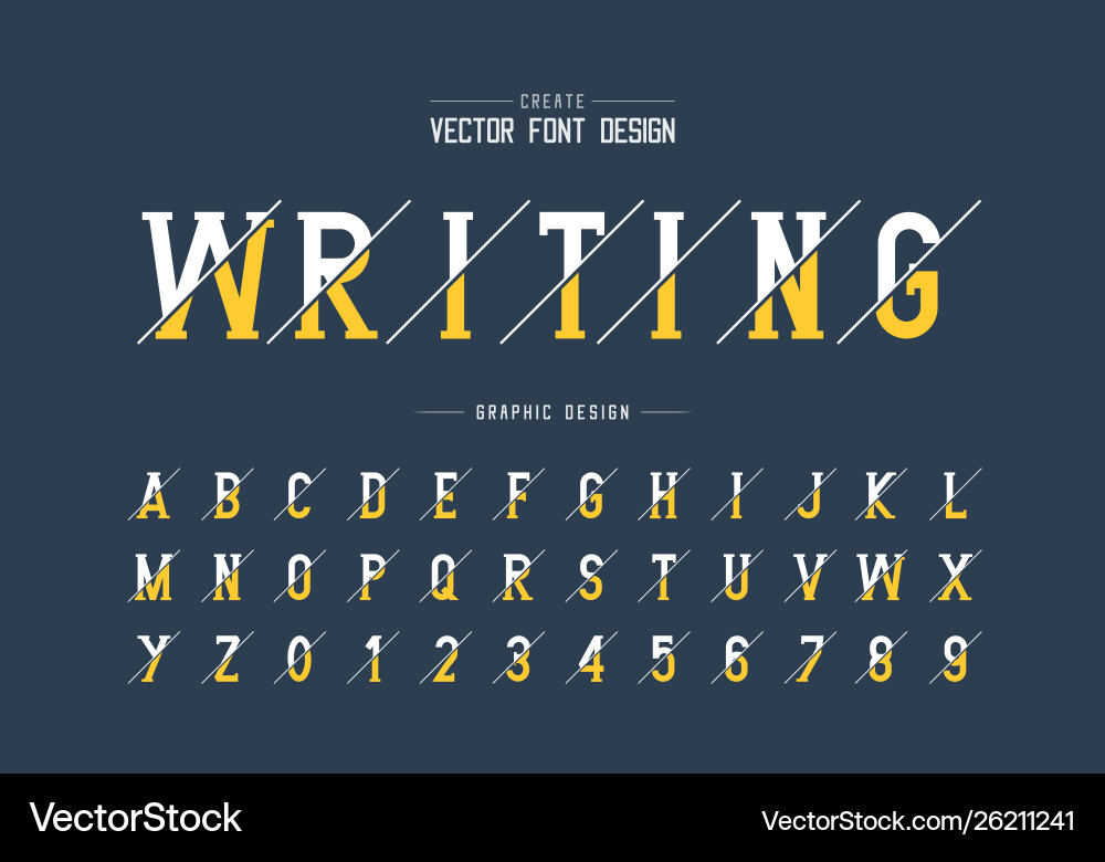 Sliced font and alphabet writing style typeface Sliced font and alphabet writing style typeface vector image
