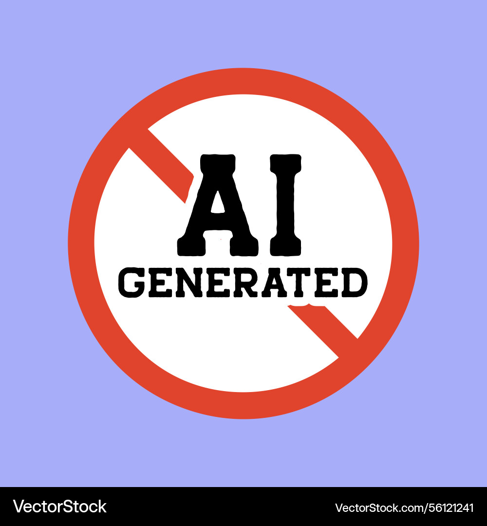 Text ai generated inside red prohibition sign Vector Image