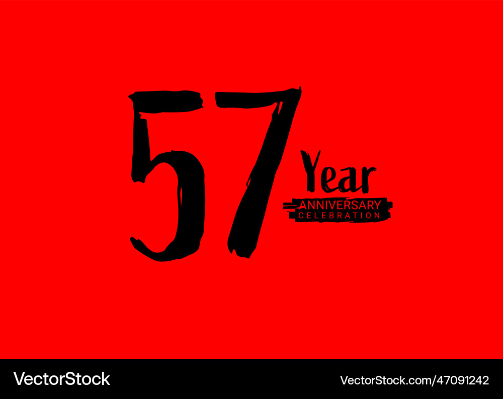 57 years anniversary celebration logo on red 57 years anniversary celebration logo on red vector image