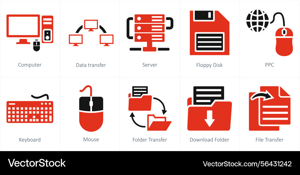 A set of 10 mix icons as computer data transfer vector image