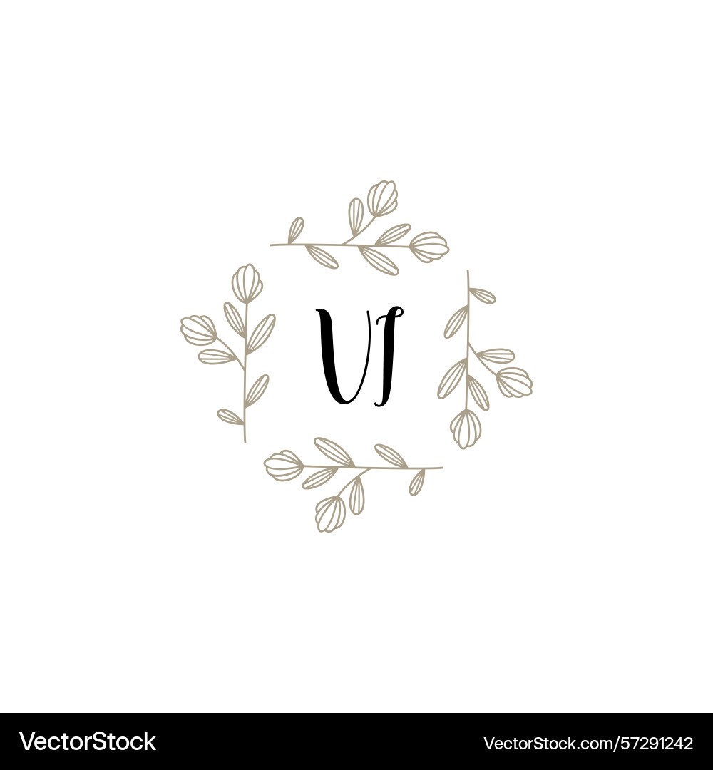 Botanical monogram logos with initial vi Vector Image