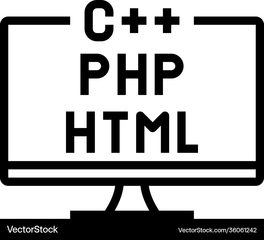 Coding on different program languages line icon Coding on different program languages line icon Vector Image
