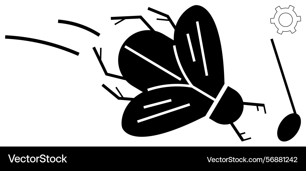 Computer bug concept with insect and gear Computer bug concept with insect and gear Vector Image
