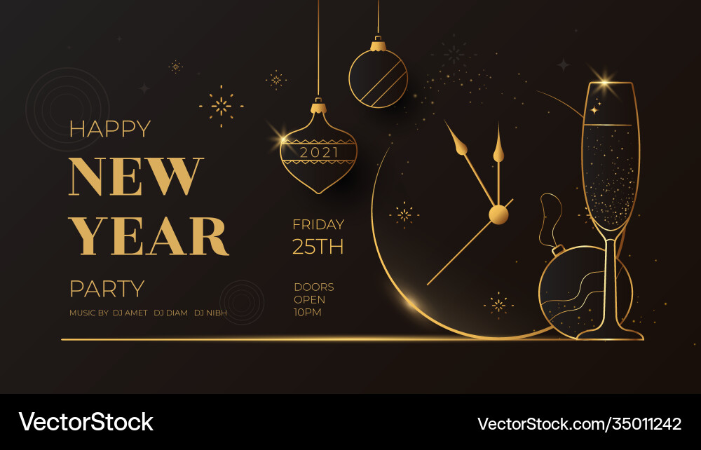 Golden New Year 2021 Celebration Vector Image