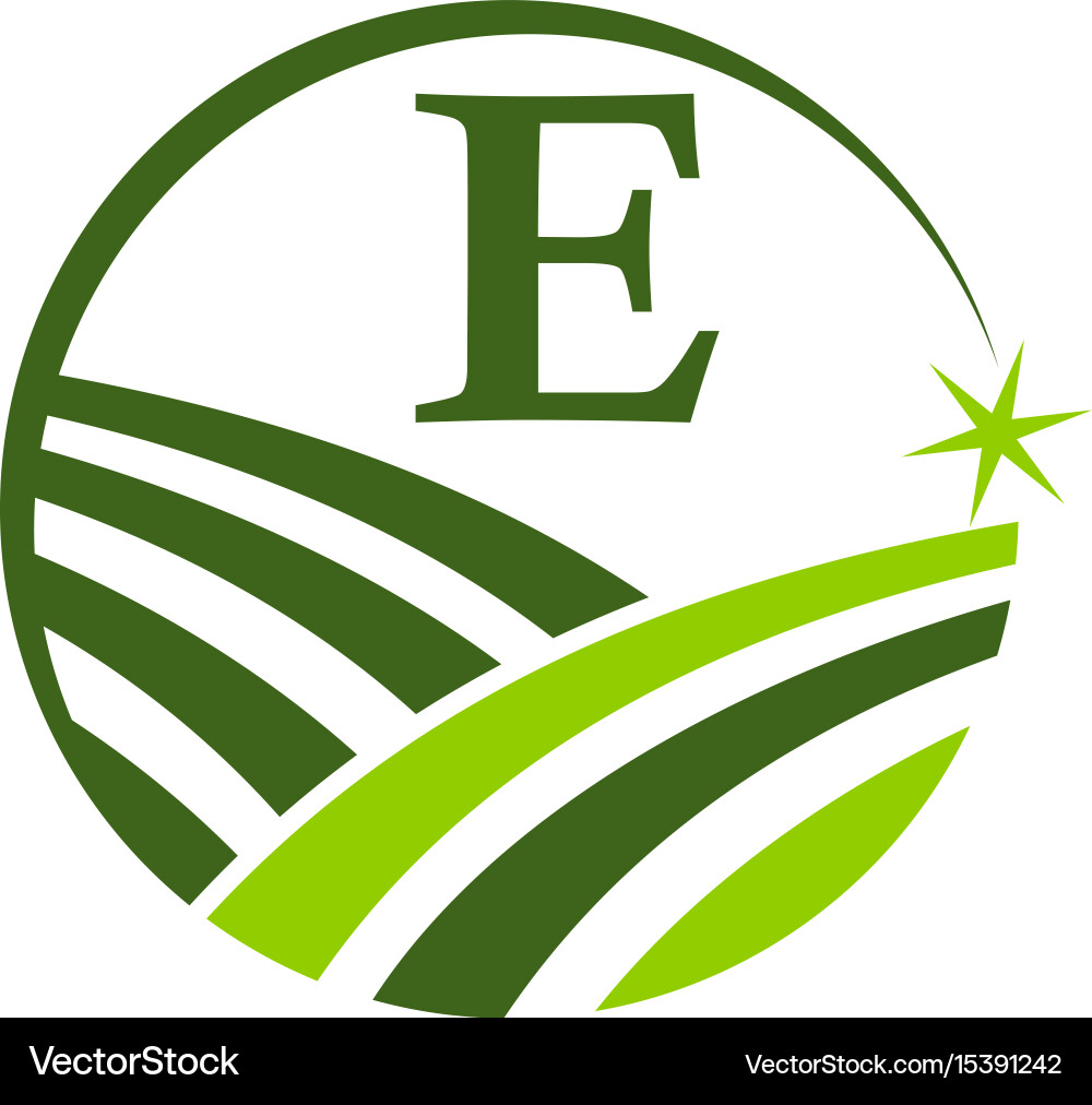 Green project solution center initial e vector image