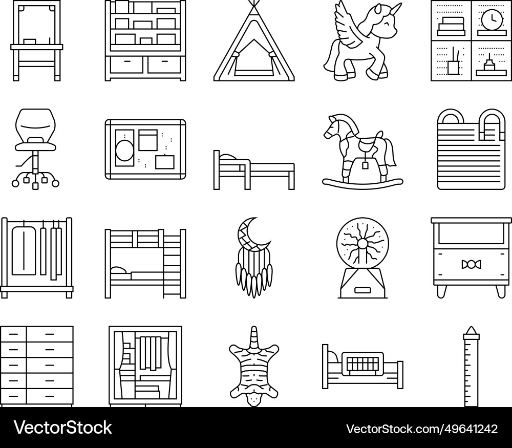 Kinderzimmer Zimmer Interieur Icons Set Kinderzimmer Zimmer Interieur Icons Set vektorbild
