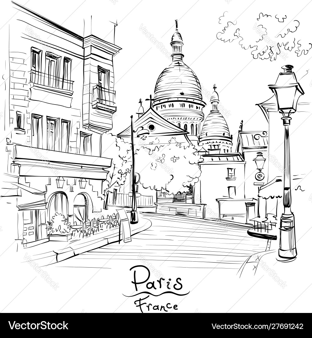 Montmartre in paris france Montmartre in paris france vector image