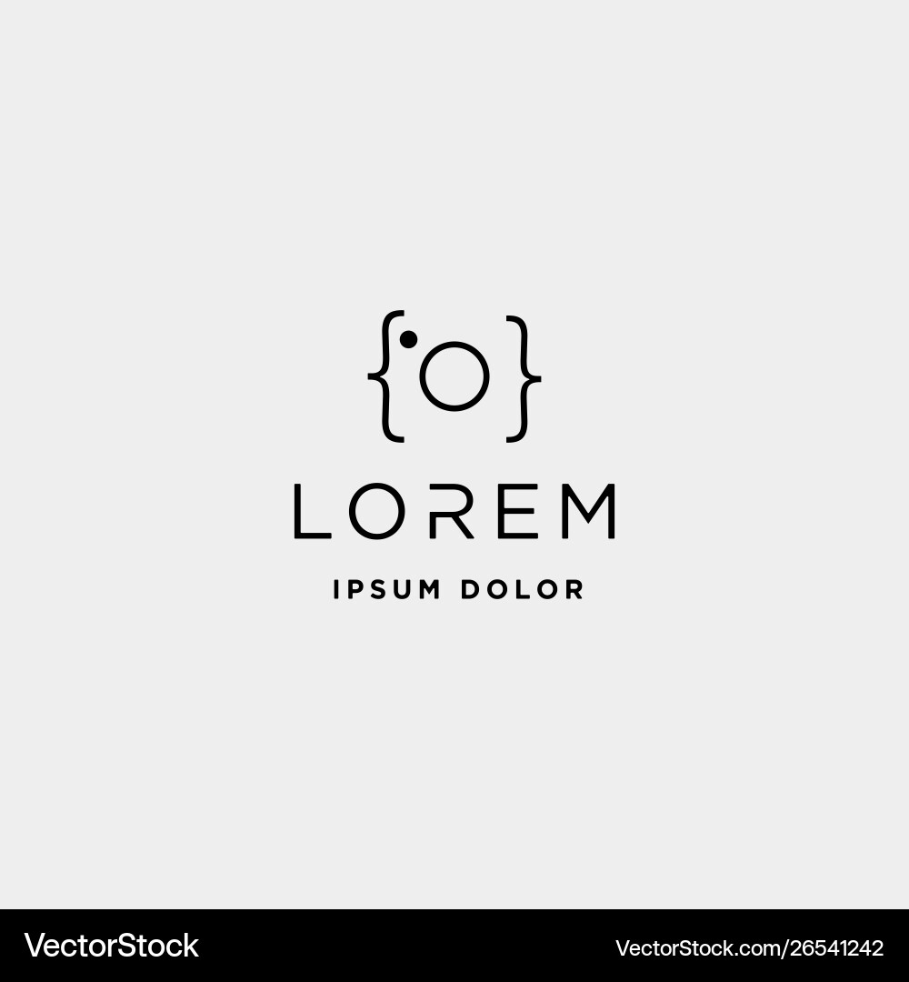 Photo code logo design camera coding simple line vector image
