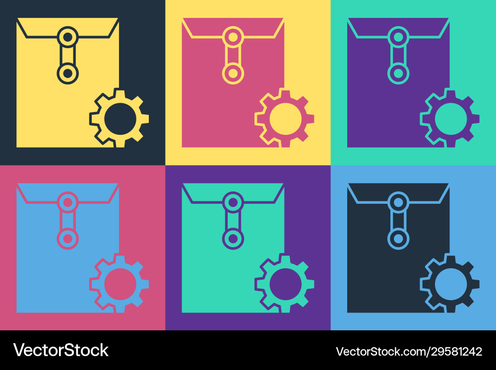 Pop art envelope setting icon isolated on color Pop art envelope setting icon isolated on color vector image