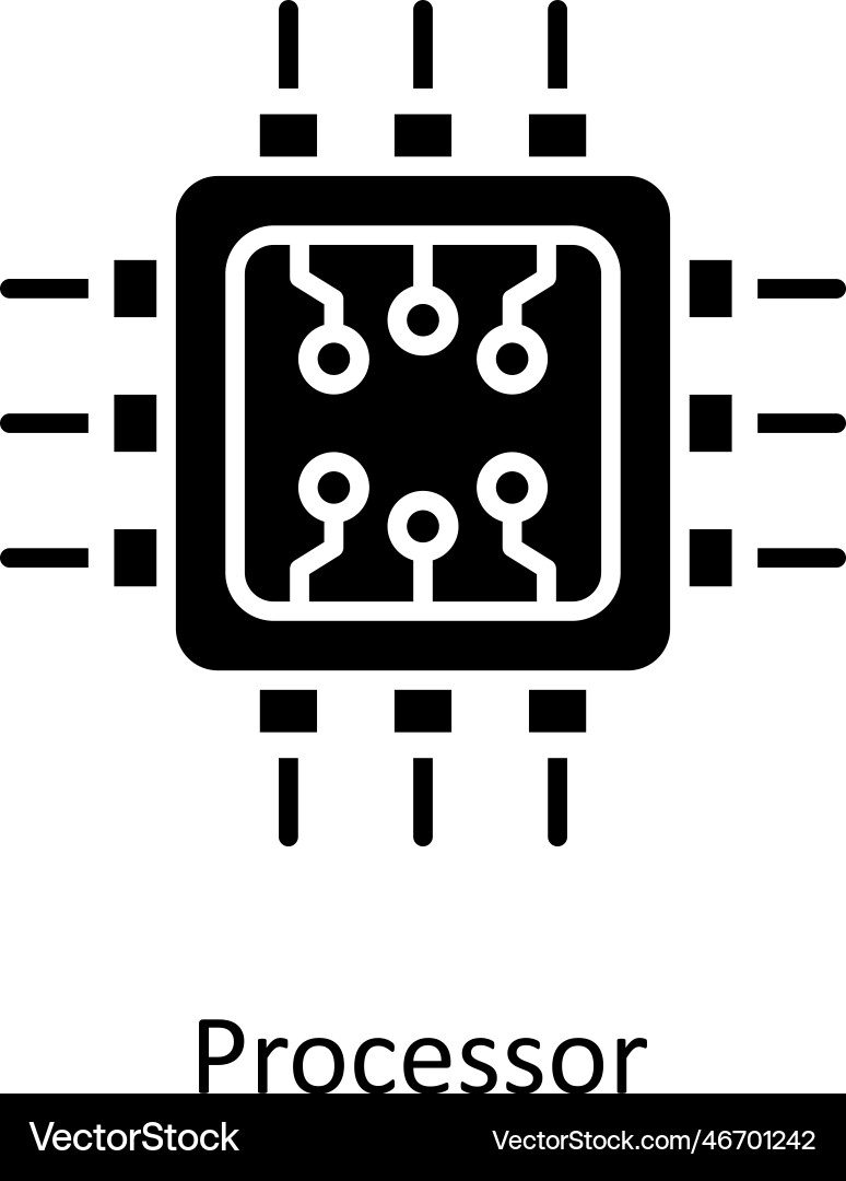 Processor solid icons simple stock illu vector image