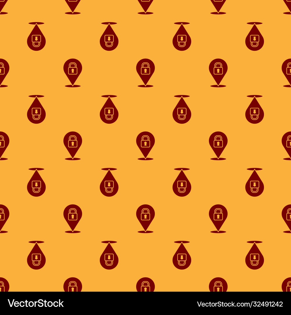 Red location lock icon isolated seamless pattern Red location lock icon isolated seamless pattern Vector Image