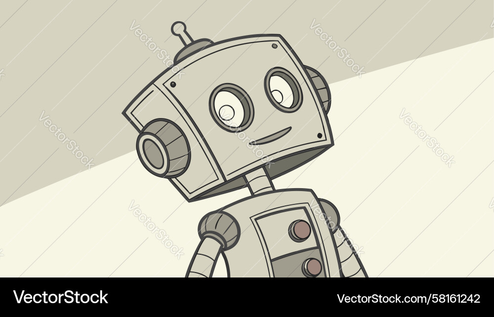 Retro Robot Character - Friendly Bot Vector Image