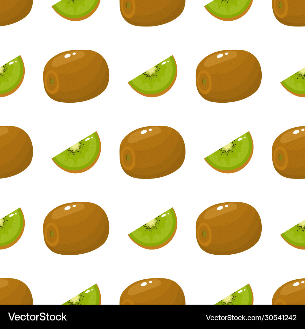 Seamless pattern with fresh whole and slice kiwi vector image