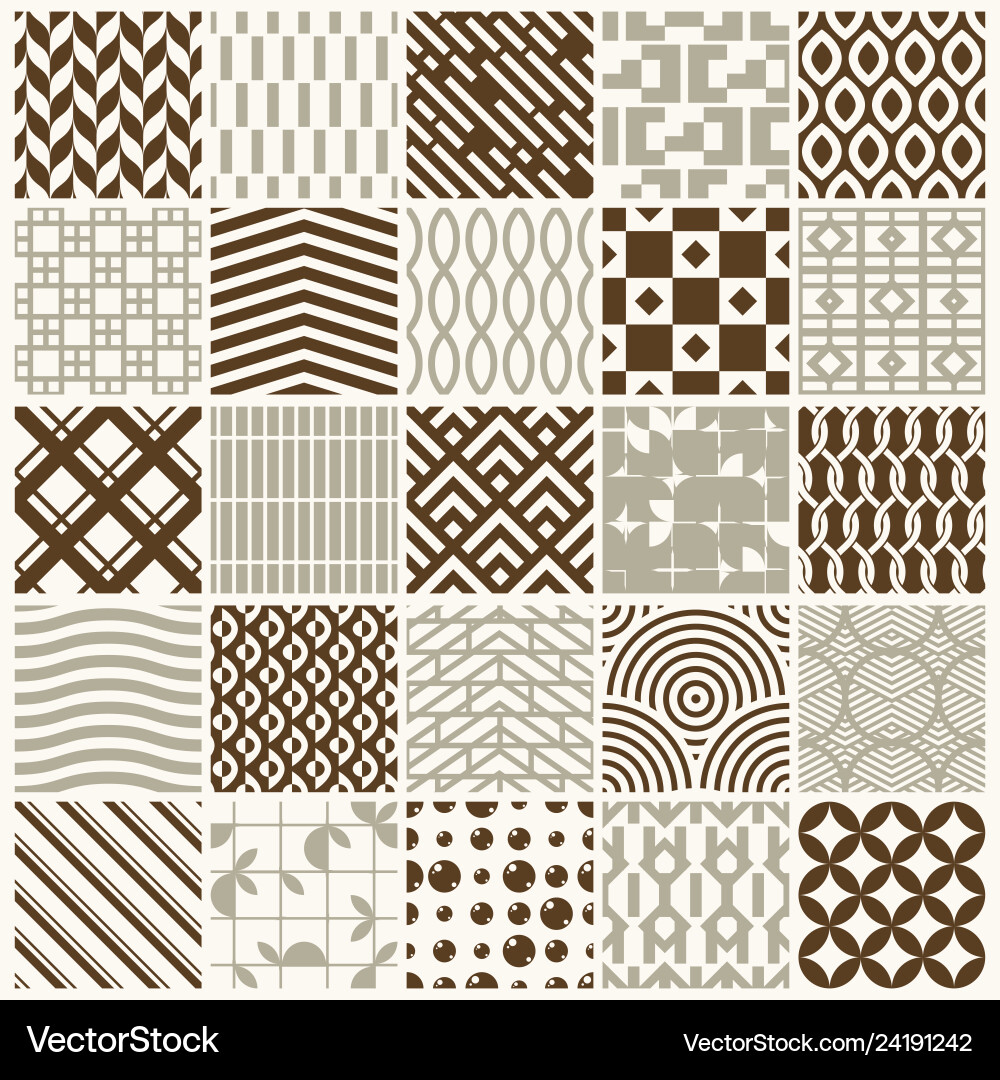 Set endless geometric patterns composed Set endless geometric patterns composed Vector Image