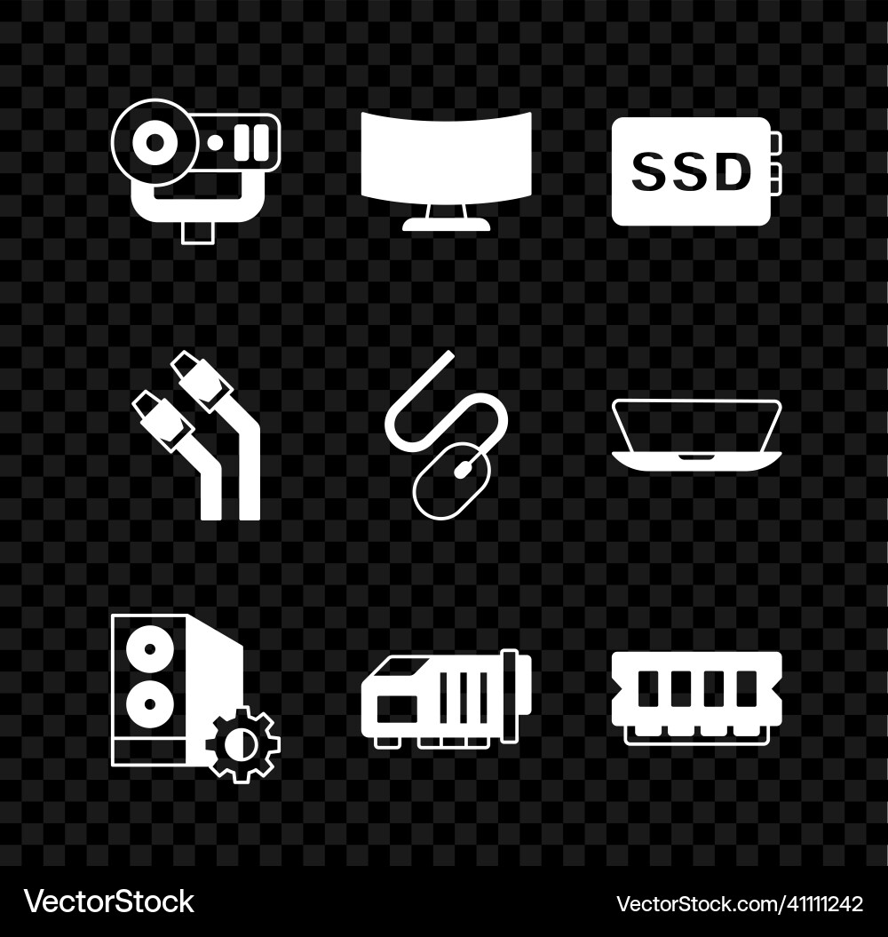 Set Webkamera Computer Monitor Bildschirm ssd Karte Set Webkamera Computer Monitor Bildschirm ssd Karte vektorbild