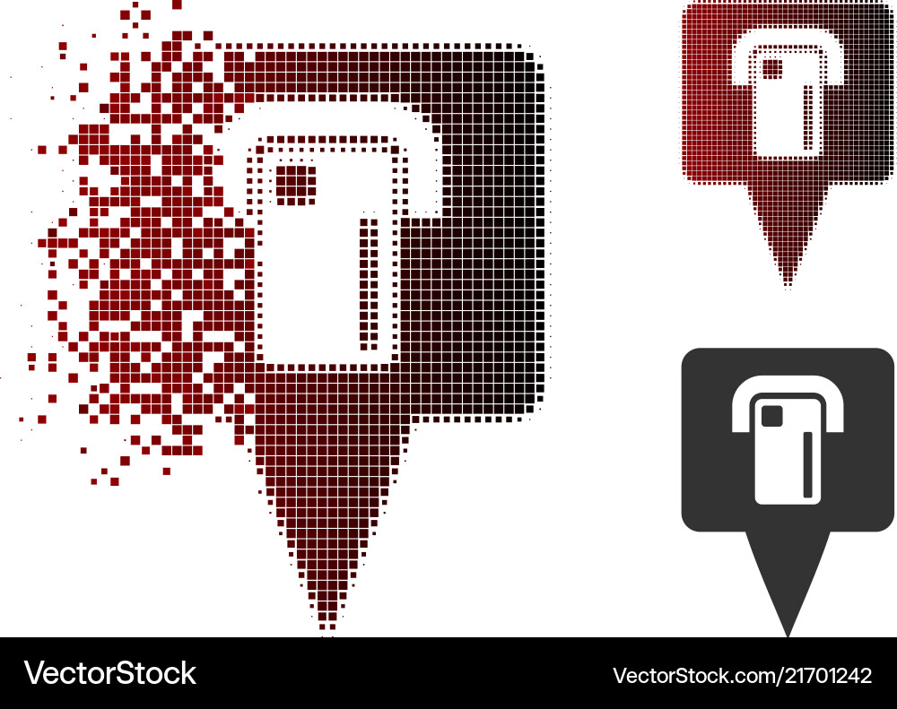 Shredded dotted halftone atm terminal map pointer Shredded dotted halftone atm terminal map pointer vector image