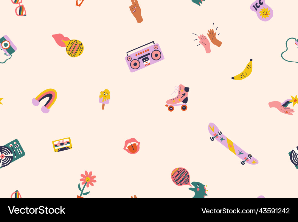 Summer seamless pattern with trippy characters Summer seamless pattern with trippy characters vector image