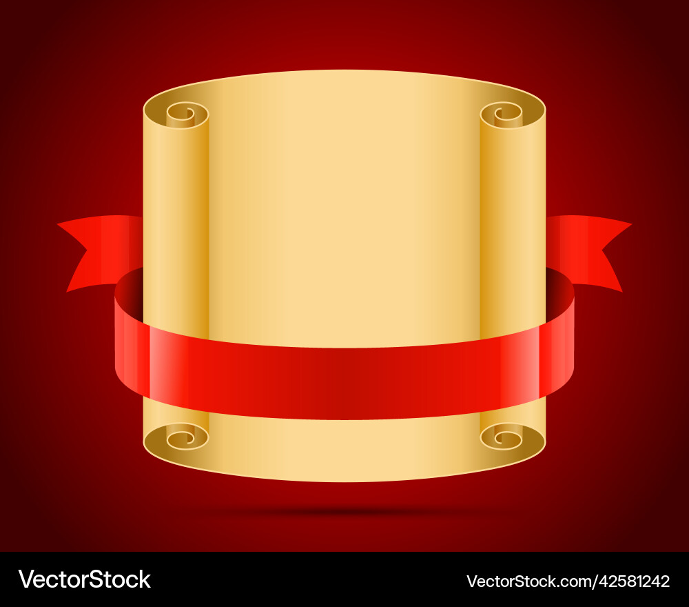 Unfolded scroll tied with red ribbon Unfolded scroll tied with red ribbon vector image