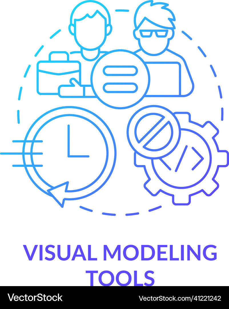 Visual modeling tools blue gradient concept icon Vector Image