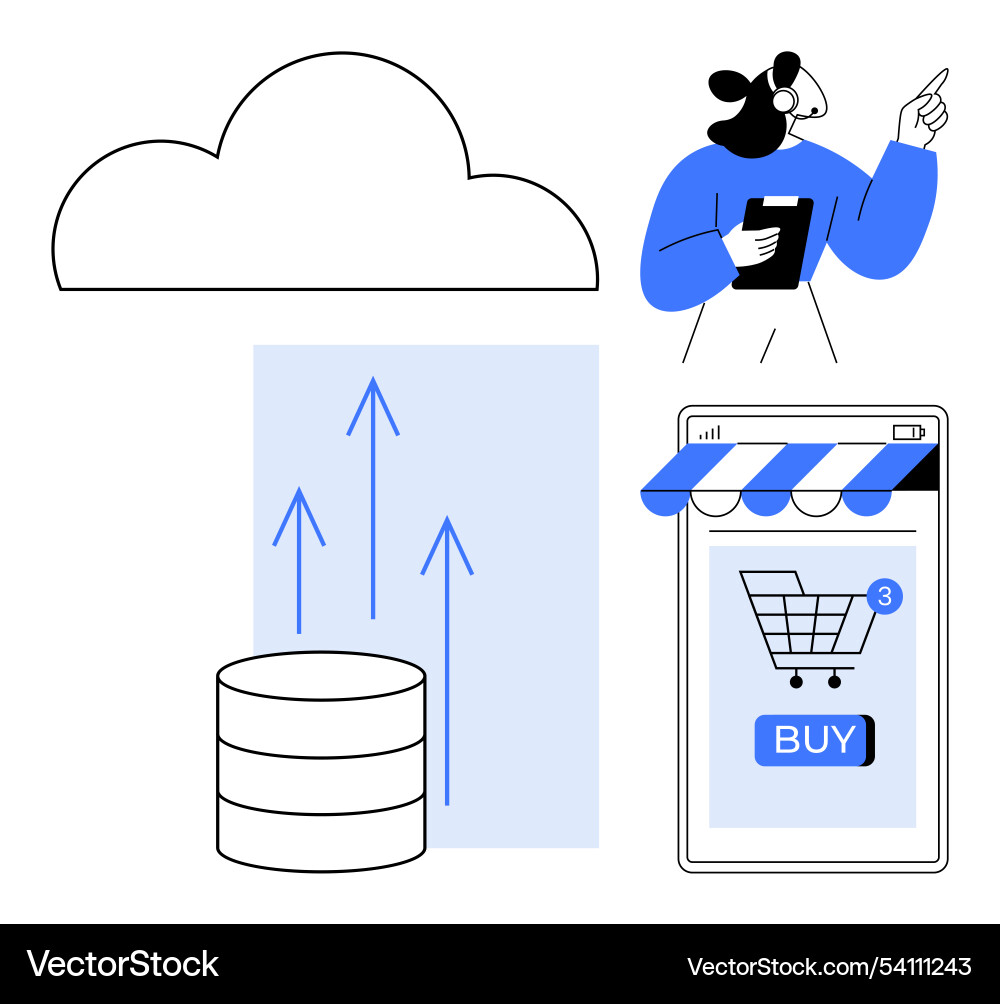 Cloud computing and e-commerce streamlining data Cloud computing and e-commerce streamlining data Vector Image