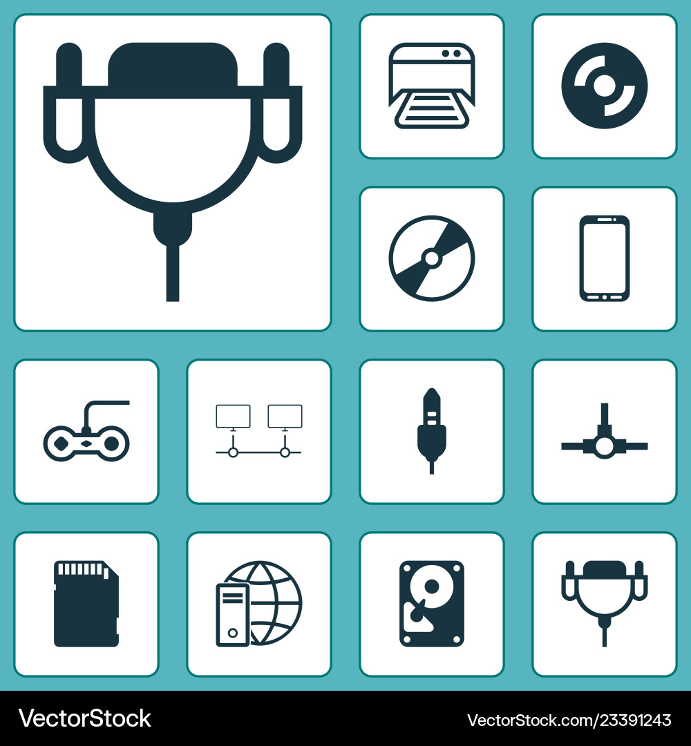 Computer icons set with global connection disk Computer icons set with global connection disk vector image