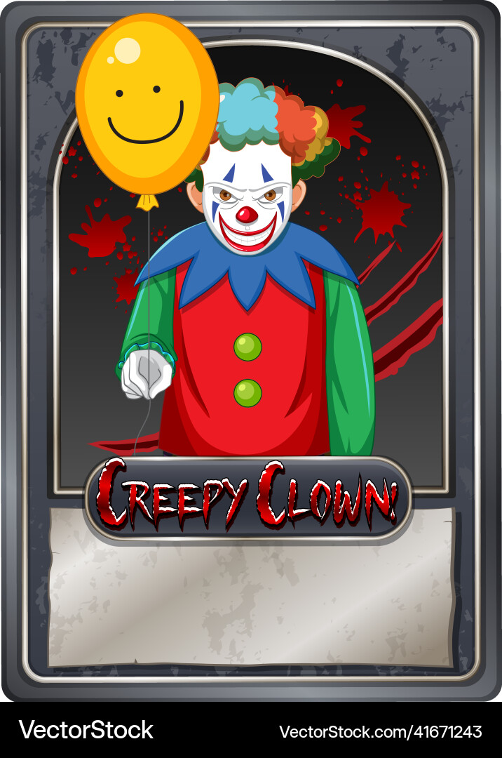 Creepy clown character game card template Vector Image