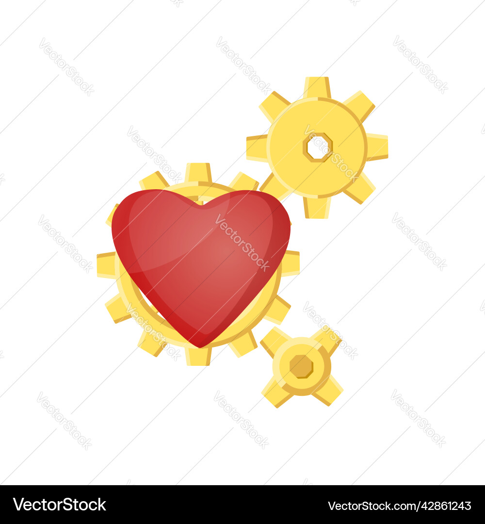 Image with an icon gears and a heart shape Image with an icon gears and a heart shape vector image