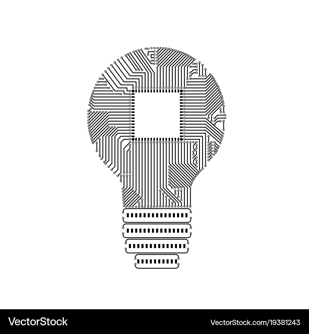 Light bulb idea icon with circuit board inside vector image