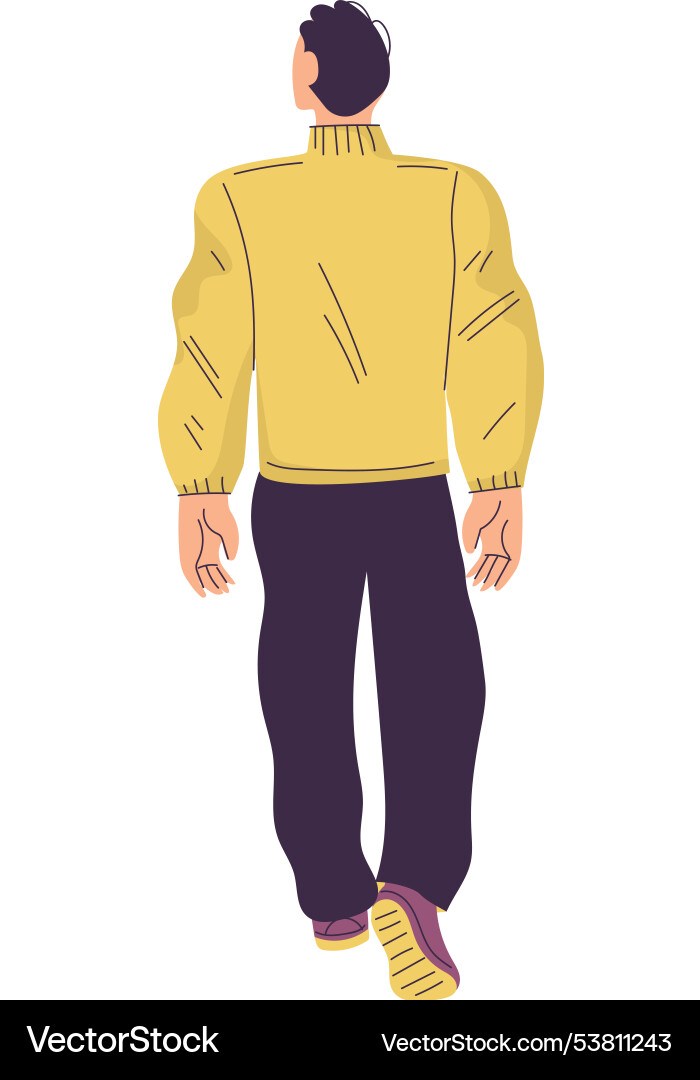 Man character standing from behind back view Man character standing from behind back view vector image