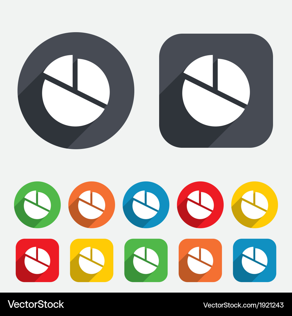 Pie chart graph sign icon diagram button Vector Image