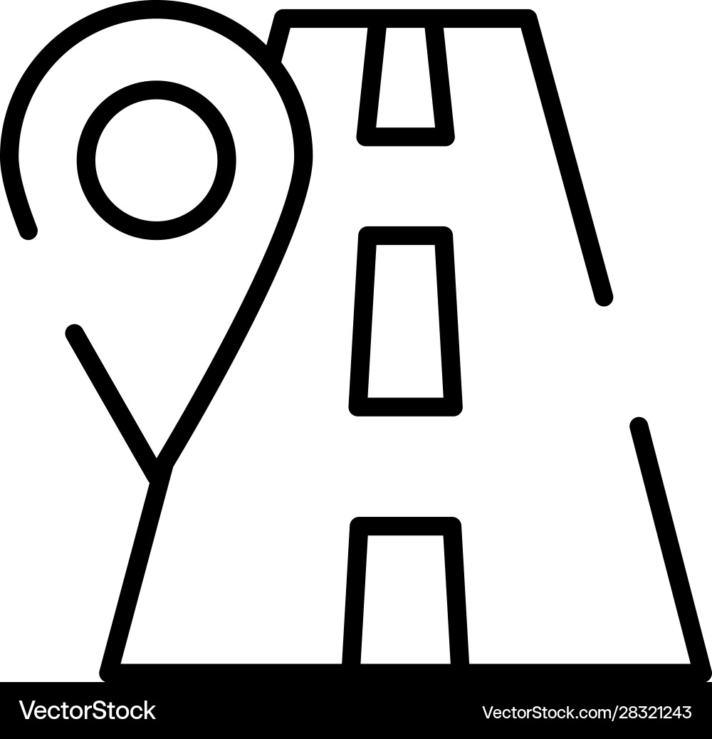 Pin pointer location guide with road Vector Image