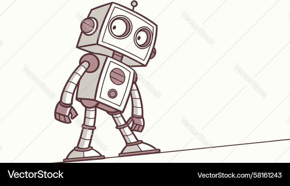 Retro Robot Character - Walking Vector Image