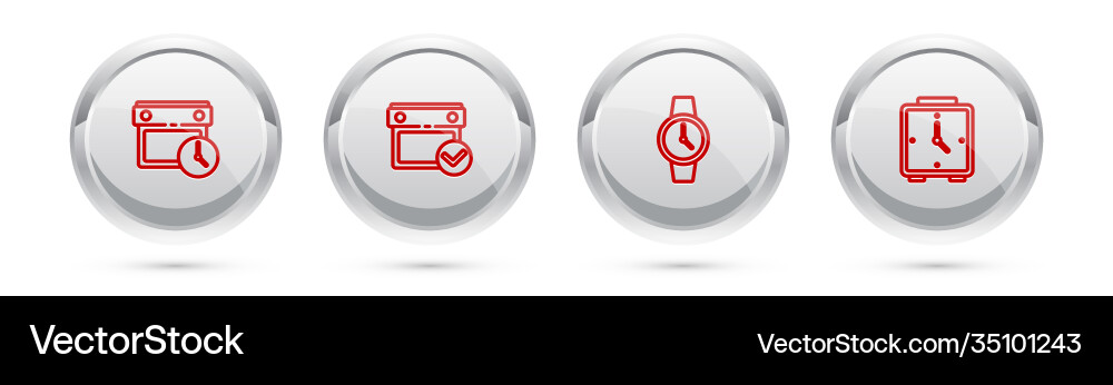 Set line calendar and clock with check mark Set line calendar and clock with check mark Vector Image