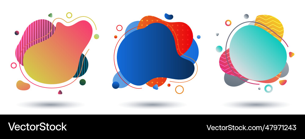 Set of fluid colorful gradient shape on white Set of fluid colorful gradient shape on white Vector Image