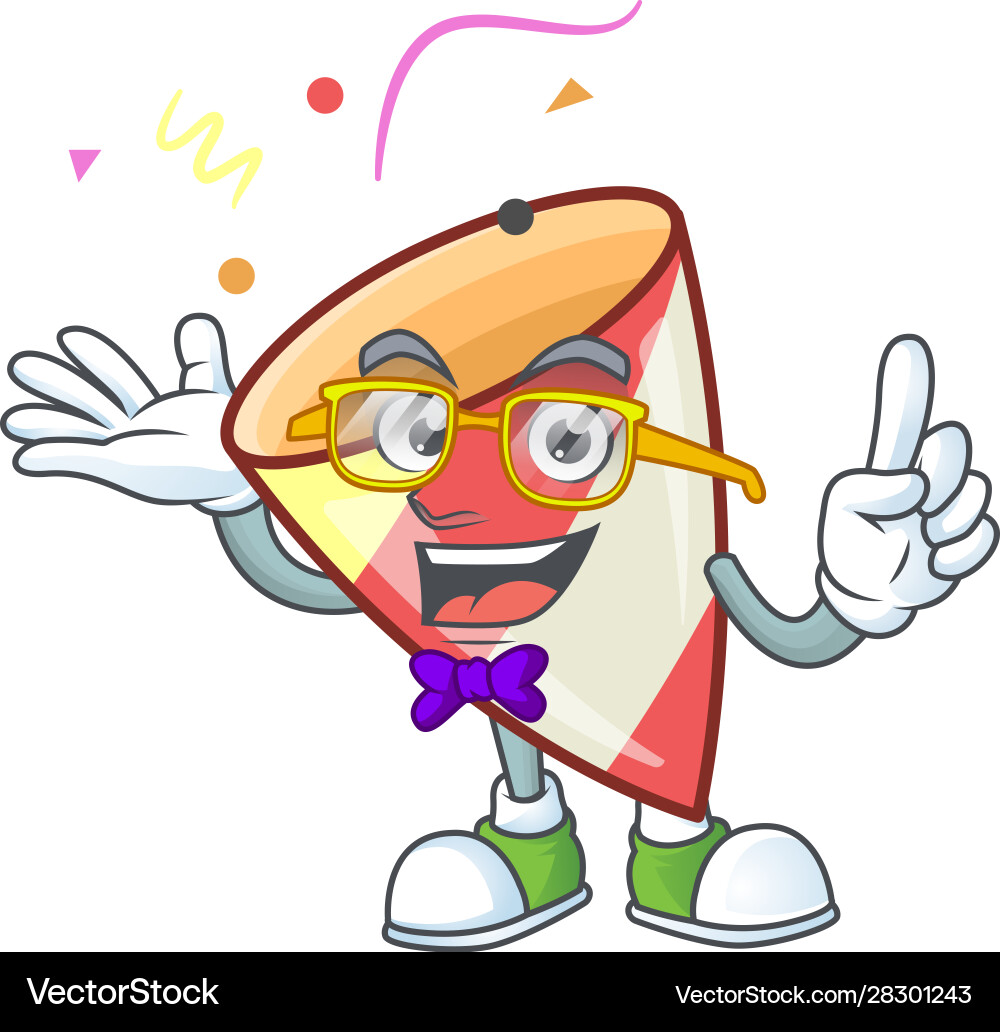 Super funny geek smart exploding confetti mascot Super funny geek smart exploding confetti mascot Vector Image