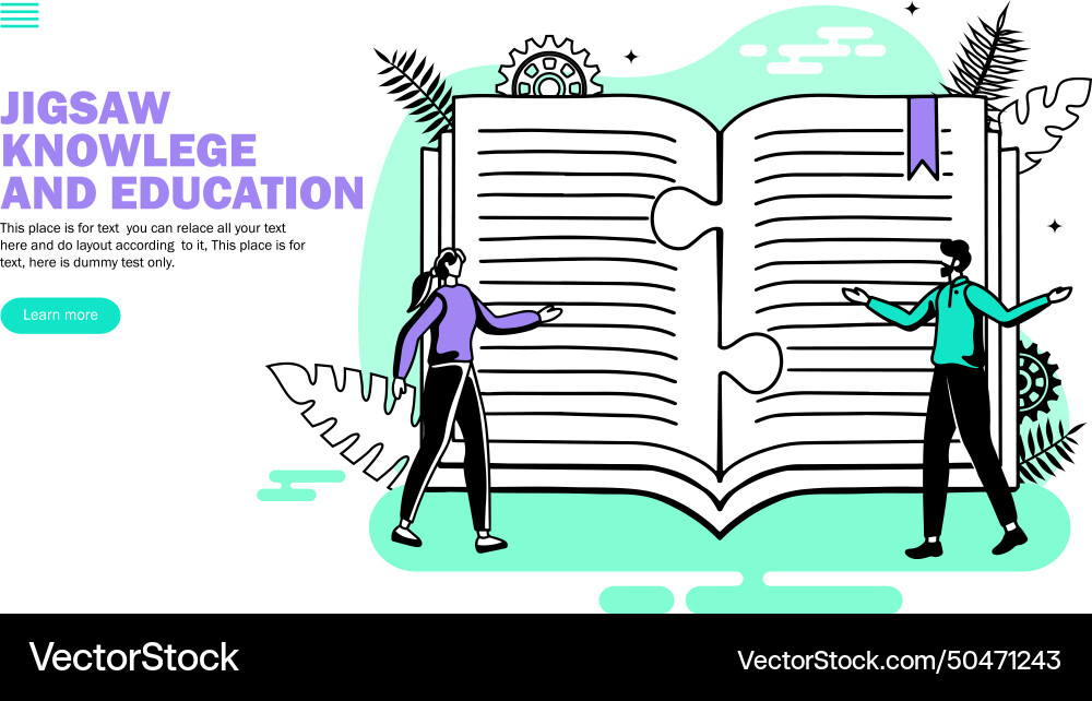 Team solving problem of knowledge with jigsaw book Team solving problem of knowledge with jigsaw book Vector Image