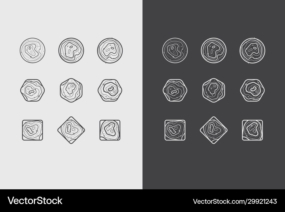 Tree Ring Map Icons vector image