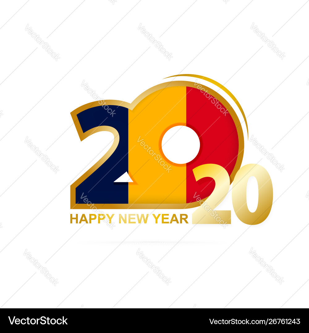 Year 2020 with chad flag pattern happy new vector image