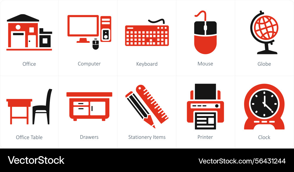 A set of 10 mix icons as office computer keyboard vector image