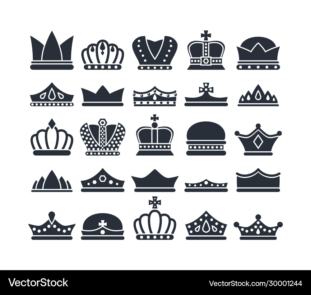 Black Crown Collection - Royalty Icons vector image